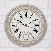Cream Wall Clock With Thermometer