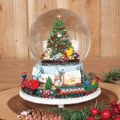 Santa musical water globe with train