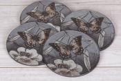 Grey Butterfly Coasters 1-18