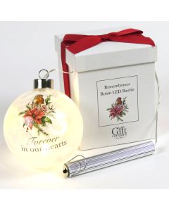 Remembrance Robin LED bauble