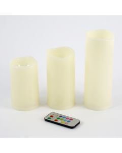 LED Candle Set of 3 Colour Changing with remote
