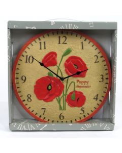 Hand Painted Outdoor Poppies Clock 30cm