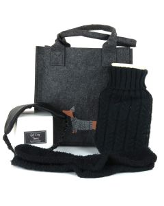 Cozy Night In Gift Bag Set Black -Sausage Dog
