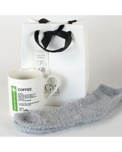 Socks & Mug Gift Bag - Coffee