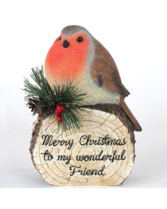 Friend Christmas Robin on Log