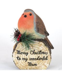 Mum Christmas Robin on Log