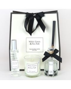 Premium Gift Bag Set -  White Linen & Sea Salt