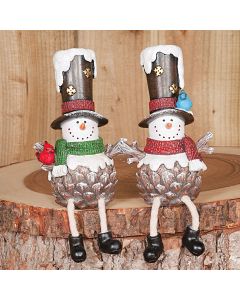 Shelf Top Hat Snowman Set of Two