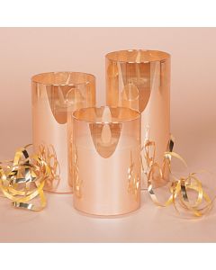 Gold Flickering Wax LED Candle Set 3