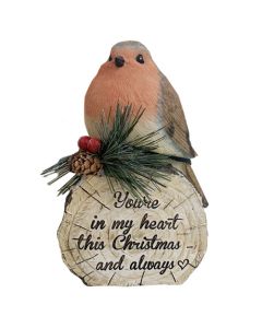 Christmas Remembrance Robin on Log