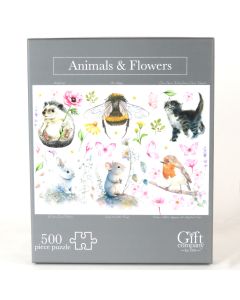 Country Animal Jigsaw 500pc- Animals and Flowers