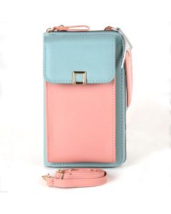 Dual Colour Phone Bag  - L Blue & Pink