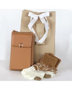 Bag & Gloves Gift Bag - BROWN