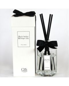 Octagonal Large B&W Diffuser-Black Amber & Gingerlily