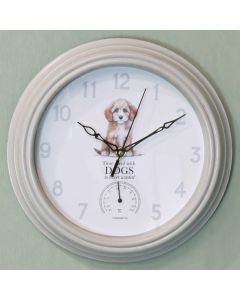 Country Animal Clock W/Therm - Dog