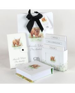 Country Animal Gift Bag Set - Highland Cow