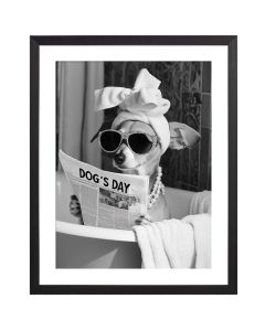 Framed Wall Art - Dog in Bath