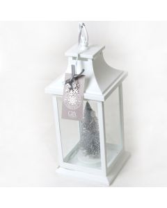 White Christmas Lantern with tree and LED