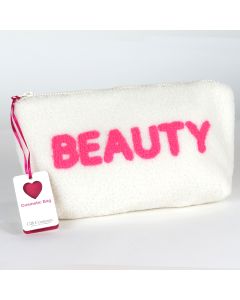 Teddy Top Wide Cosmetic White Bag