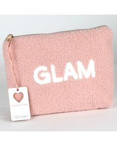 Teddy Top Wide Pink Cosmetic Bag