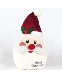 Santa Head Cushion with Holly